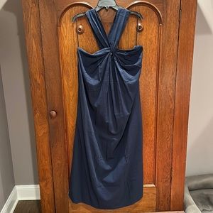 Bay Twist Seersucker Halter Maxi Navy